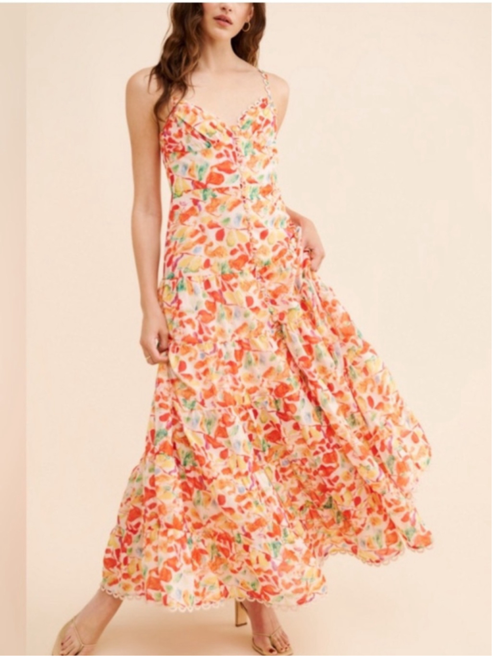 ASTR the Label Tazia Women’s Button Front Sleeveless Maxi Dress Size Medium